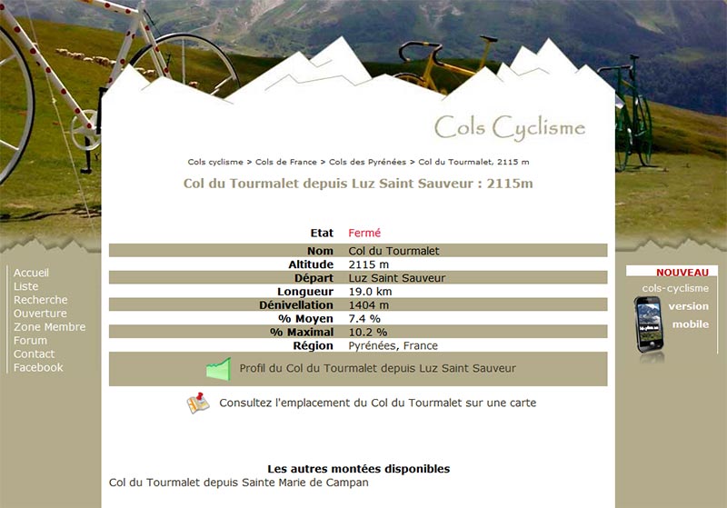 Cols cyclisme tout savoir sur les cols et s ils sont ouverts Velo route Cyclisme cyclosport courses pros et photos